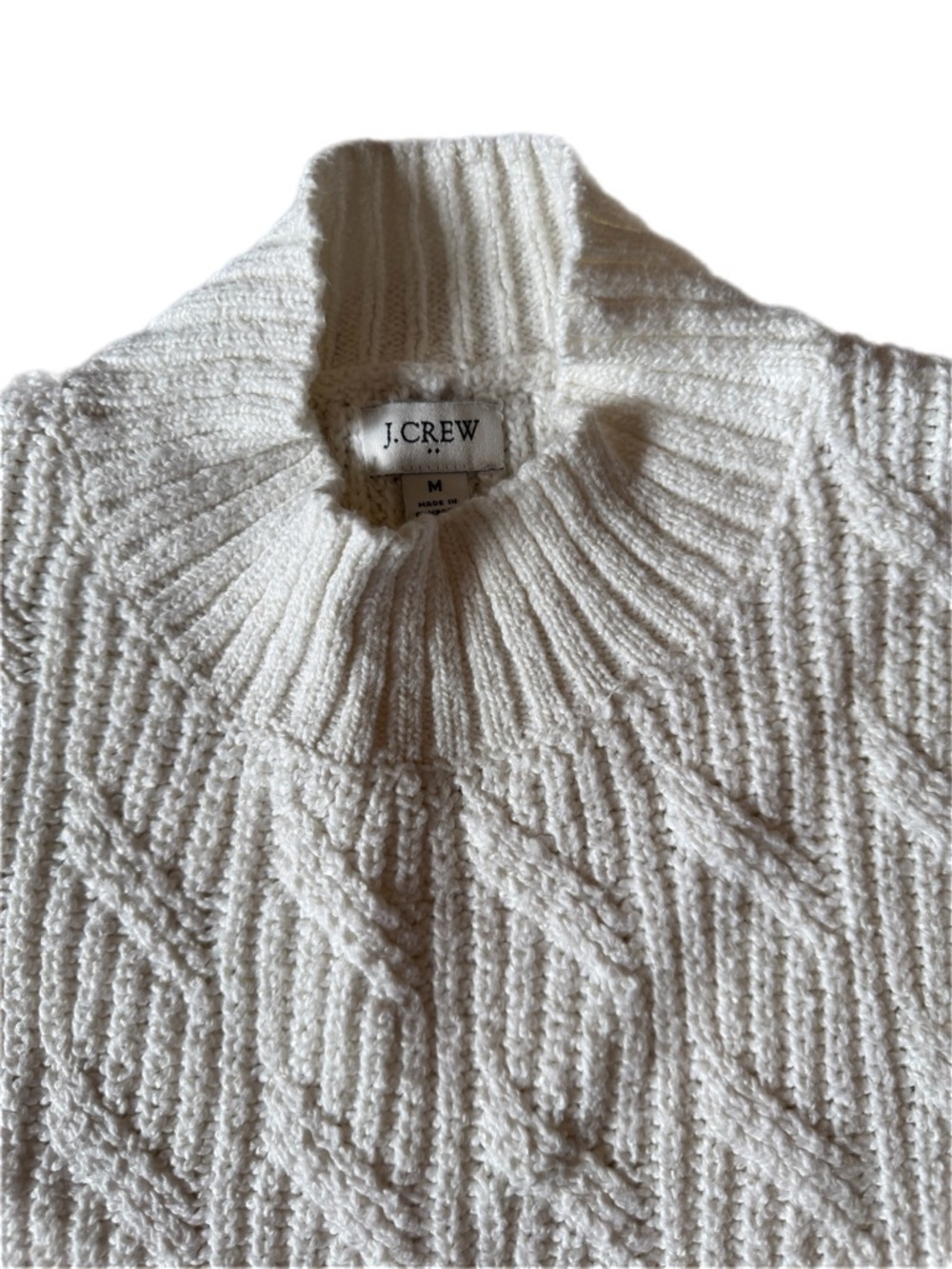 J Crew Women's Cream Cable Knit Sweater Medium - Picture 5 of 12